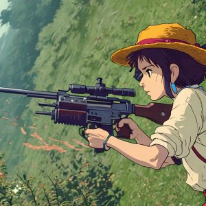 Ghibli-animation-of-woman-shooting-guns (1).jpeg