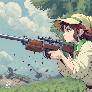 Ghibli-animation-of-woman-shooting-guns-at-enemies (2).jpeg