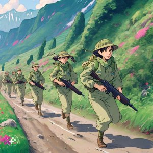 Ghibli-animation-of-soldiers-in-camoflauge-uniforms-carrying-guns-running-in-between-mountains.jpeg