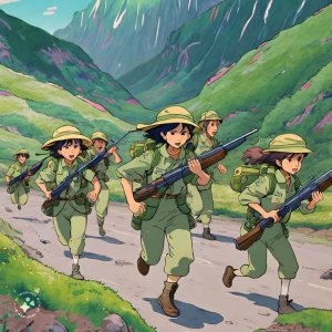 Ghibli-animation-of-soldiers-carrying-guns-running-in-between-mountains.jpeg