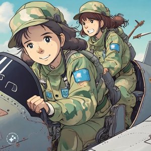 Ghibli-animation-of-soldiers-in-camoflauge-uniforms-riding-jets-and-planes.jpeg
